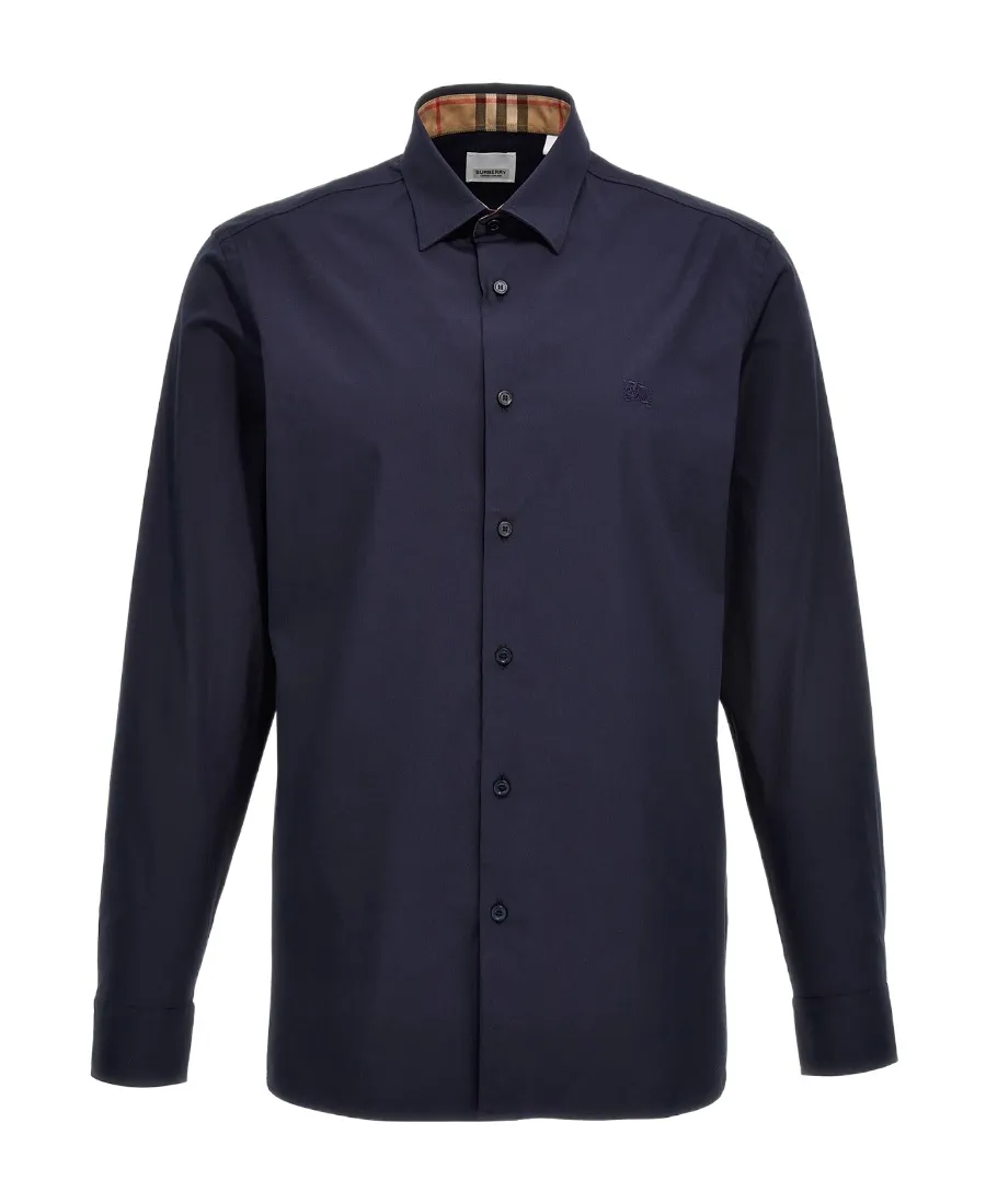 Burberry Equestrian Knight Logo Embroidered Buttoned Shirt