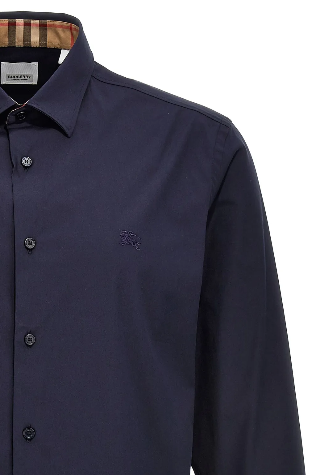Burberry Equestrian Knight Logo Embroidered Buttoned Shirt