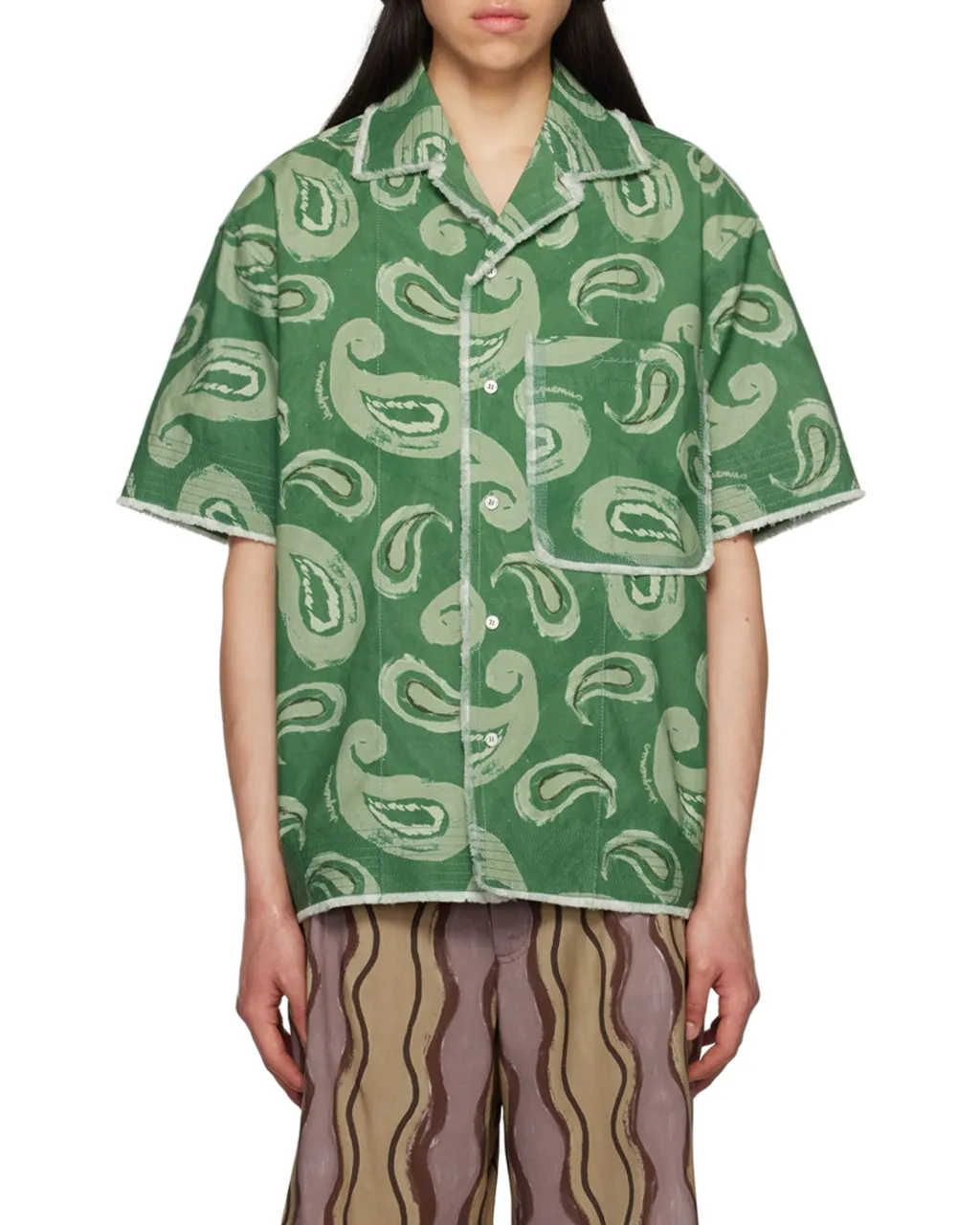 Artichaut Paisley-Print Frayed-Edge Shirt