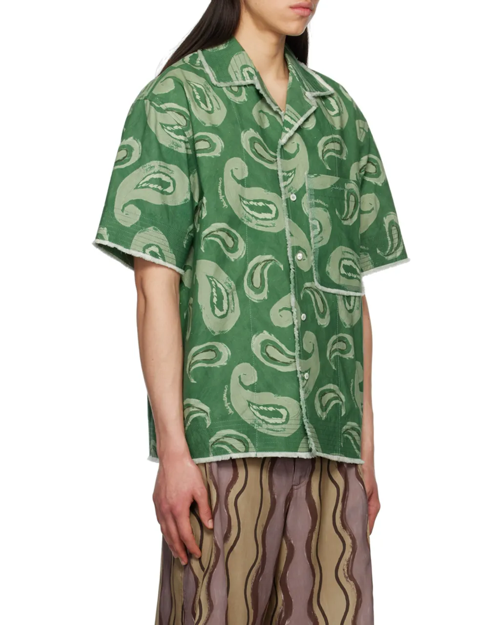 Artichaut Paisley-Print Frayed-Edge Shirt