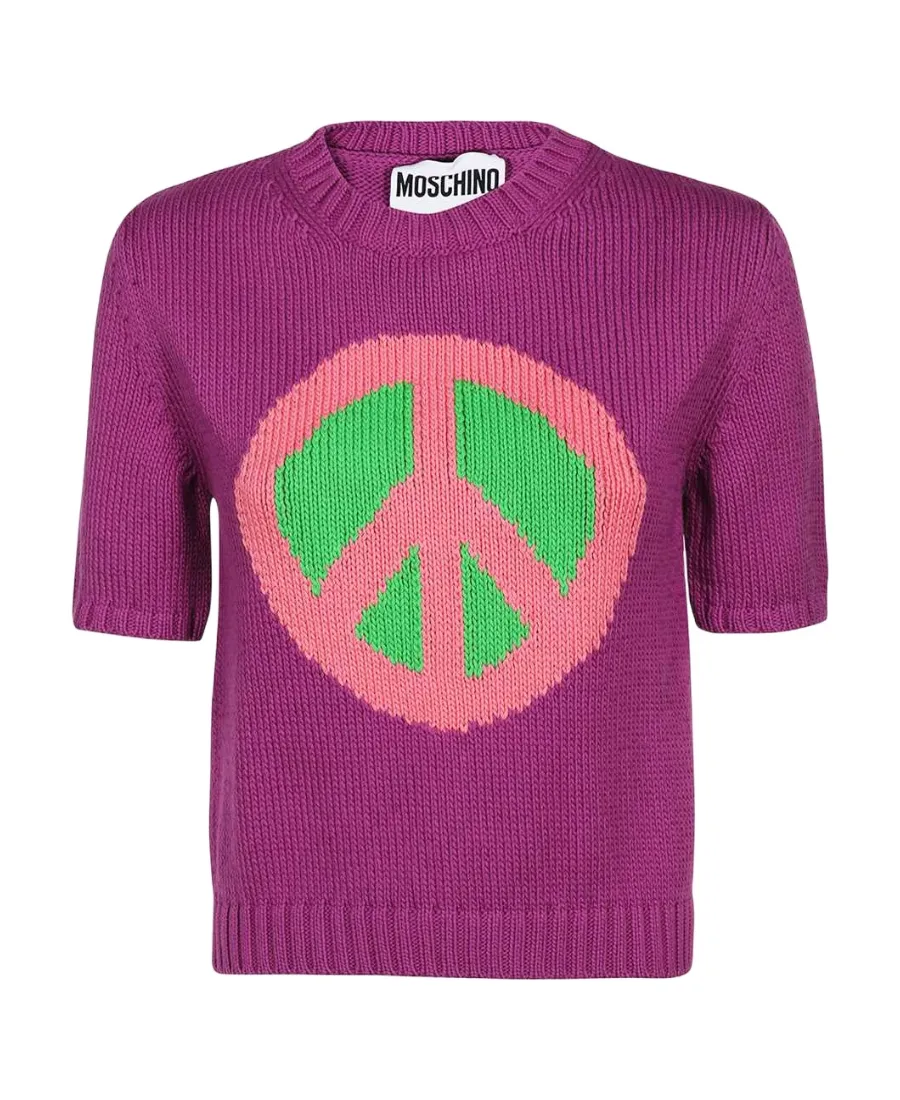 Peace Sign Motif Knitted Top