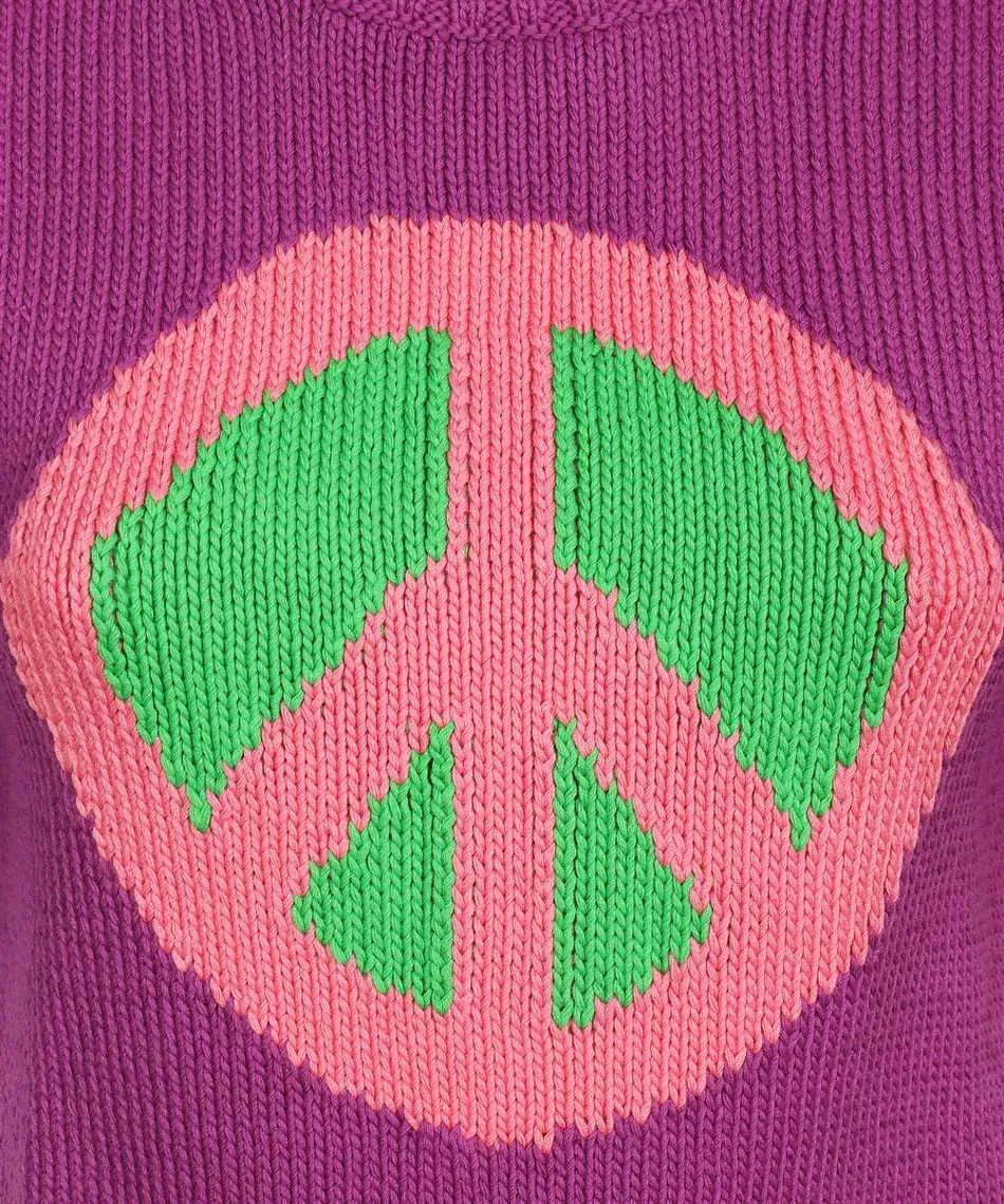 Peace Sign Motif Knitted Top