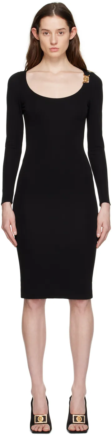 Versace Medusa Plaque Long-Sleeved Midi Dress