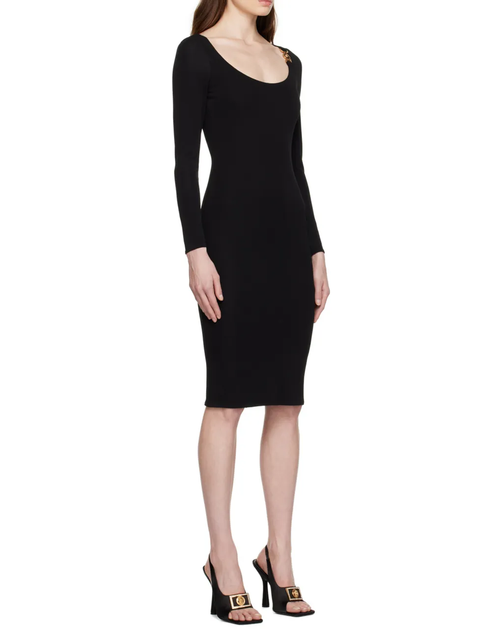 Versace Medusa Plaque Long-Sleeved Midi Dress