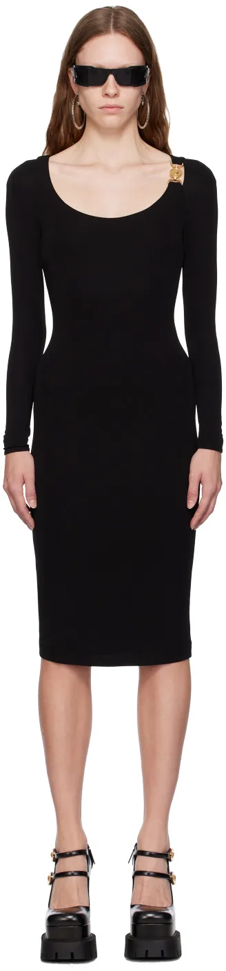 Versace Medusa Plaque Long-Sleeved Midi Dress