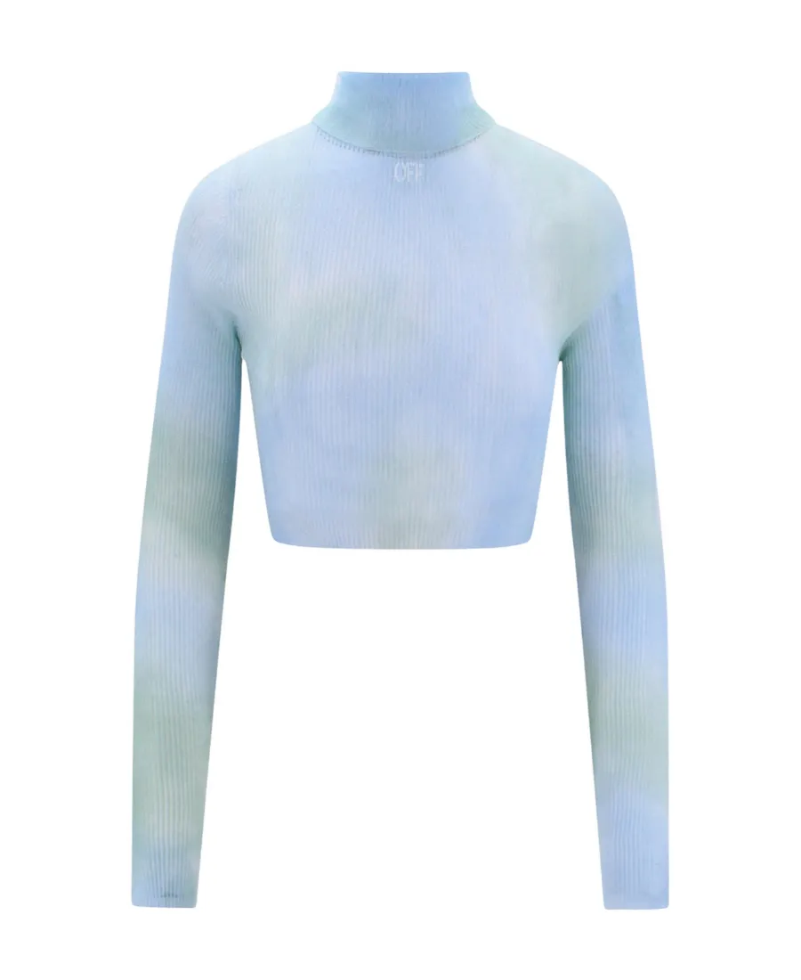 Off-White Tie-Dye Turtleneck Cropped Top