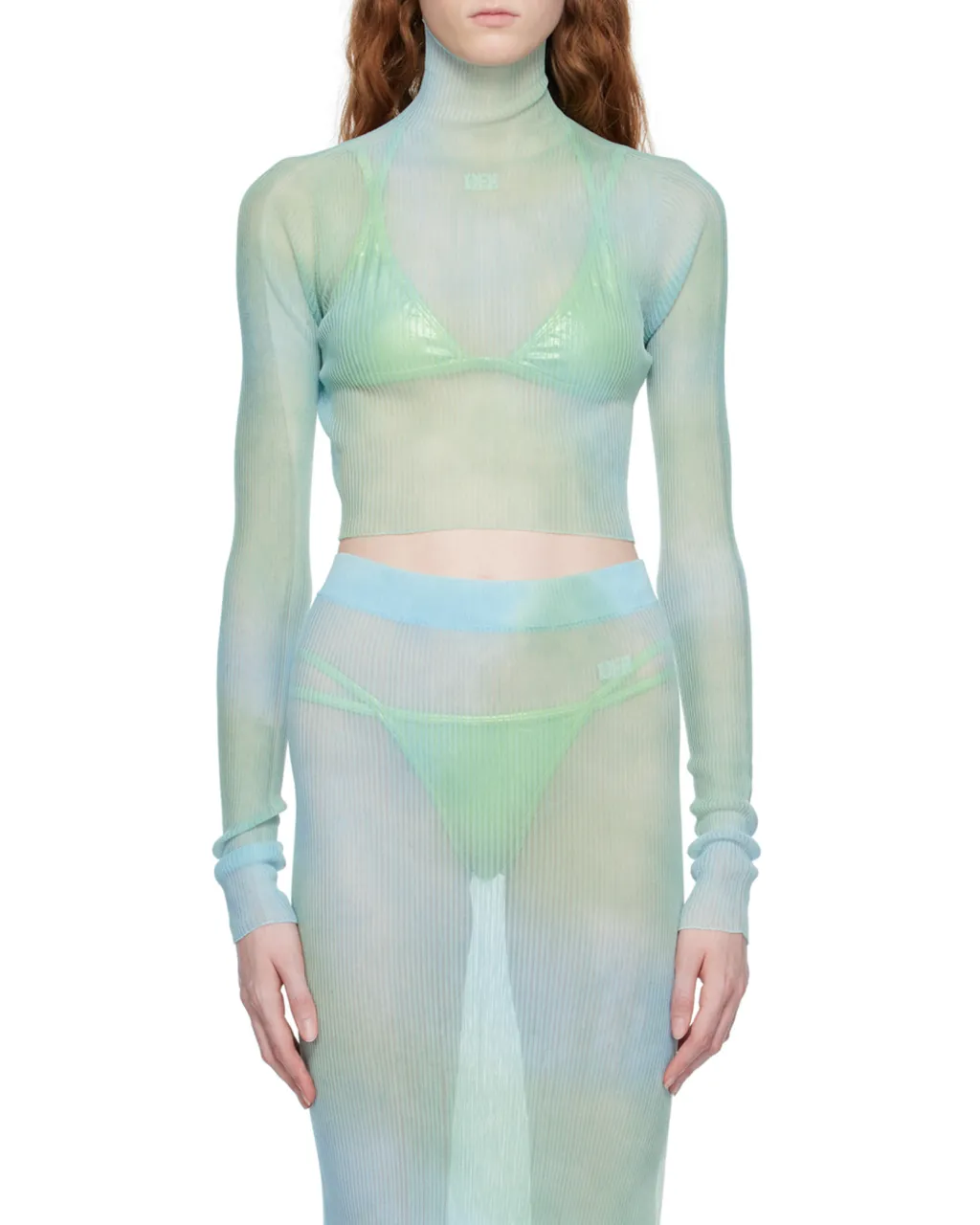 Off-White Tie-Dye Turtleneck Cropped Top