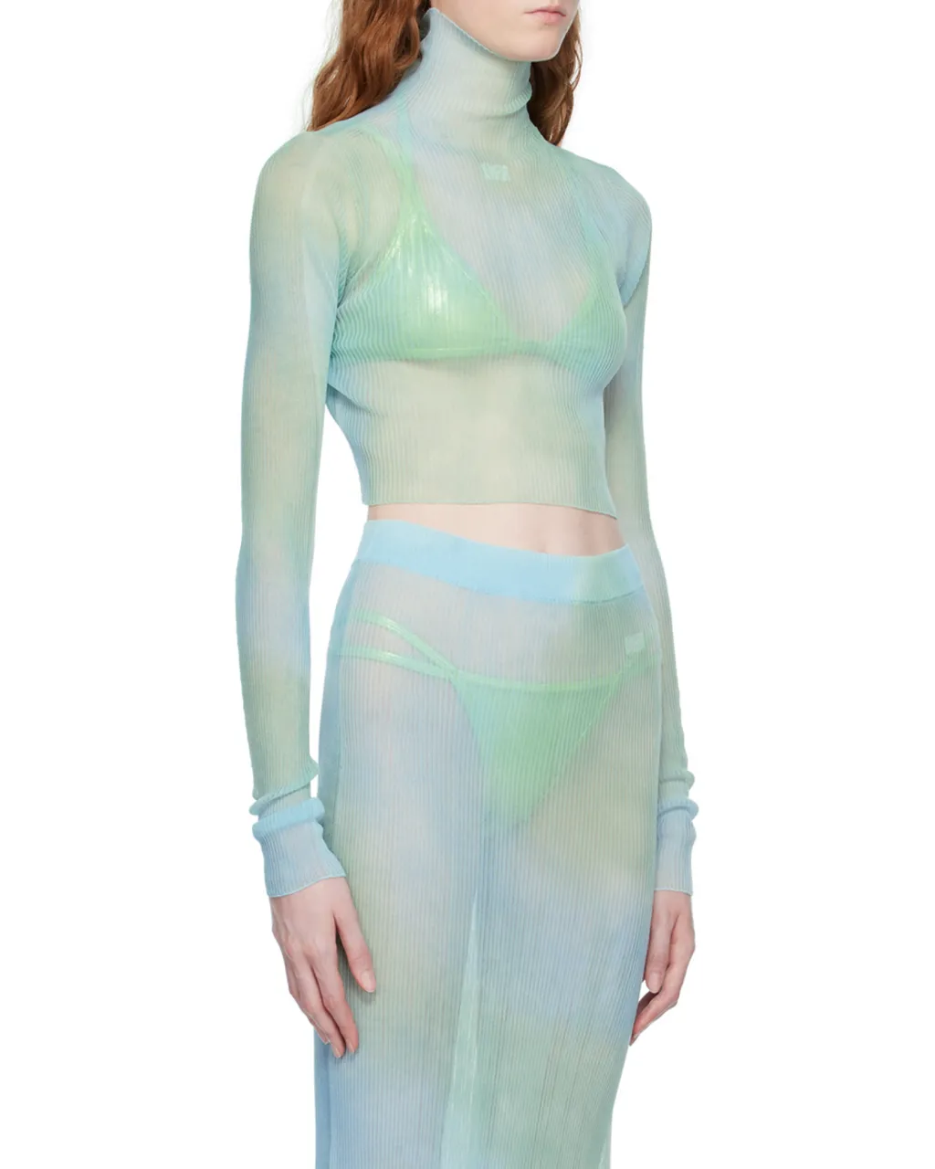 Off-White Tie-Dye Turtleneck Cropped Top