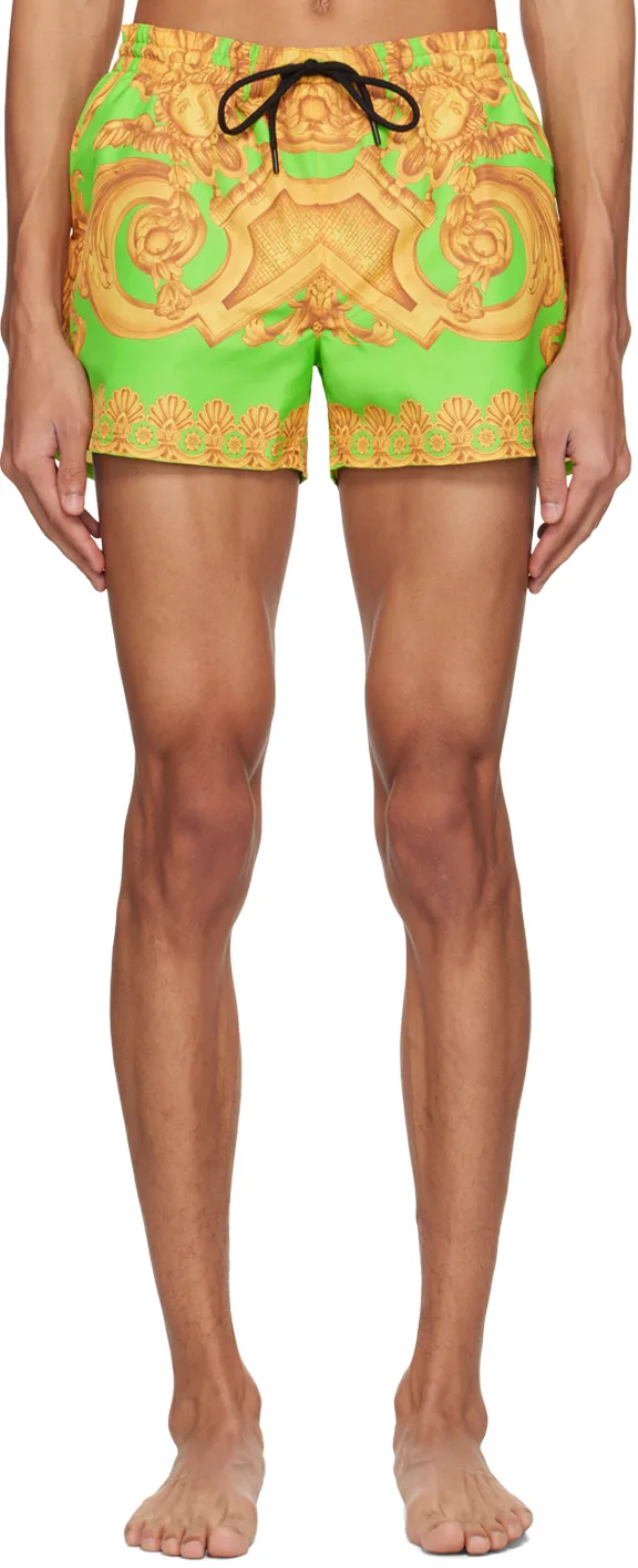 Baroque-Print Swim Shorts
