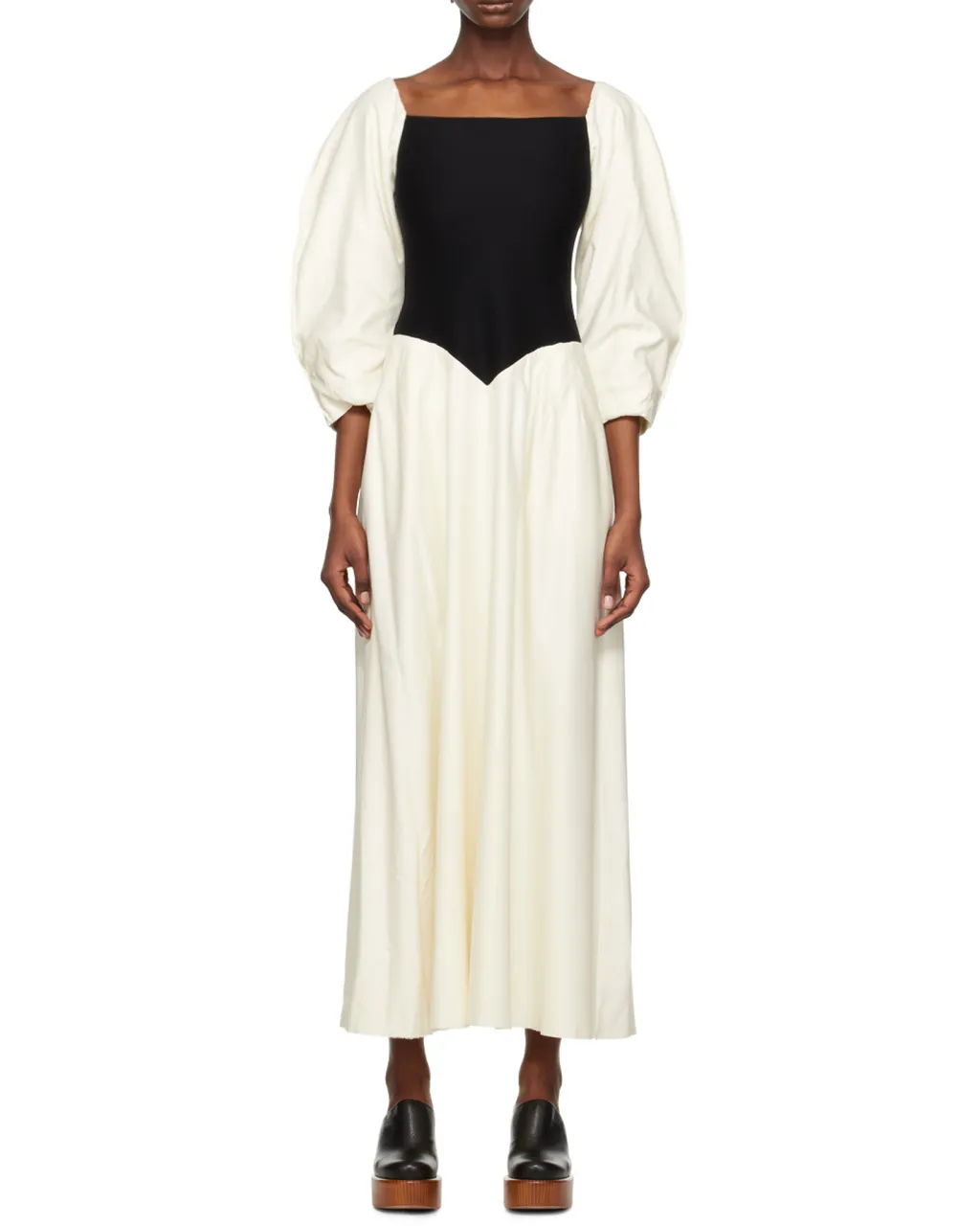 Long-Sleeved Contrasting Dress