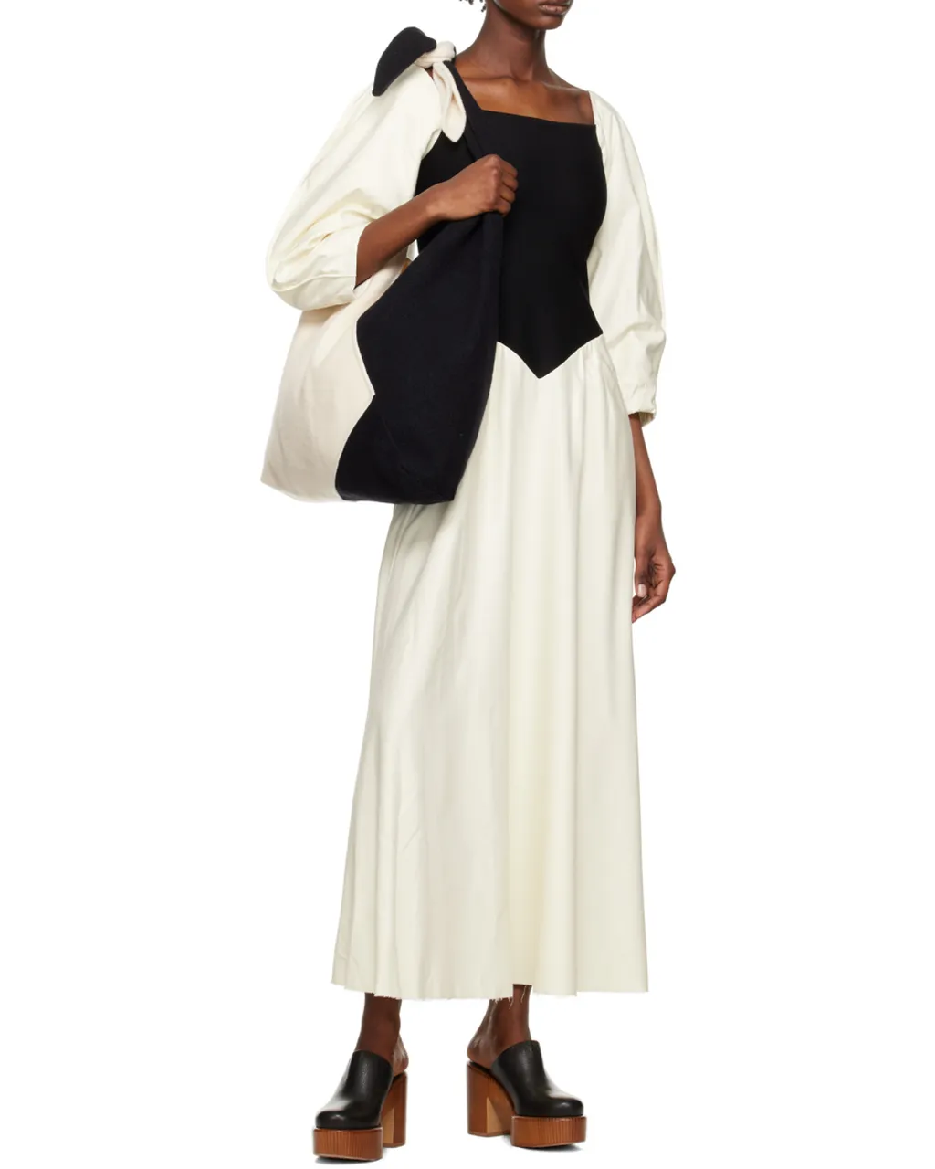 Long-Sleeved Contrasting Dress