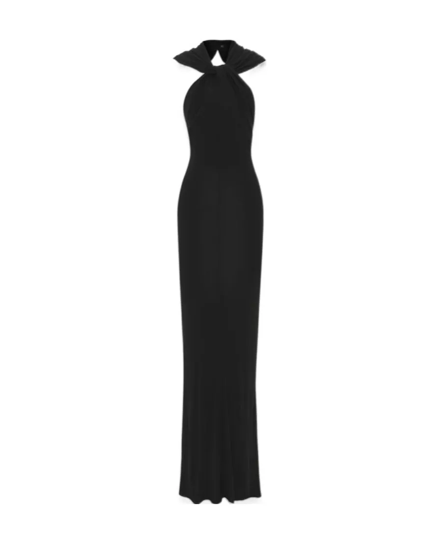Saint Laurent Open-Back Hooded Long Dress