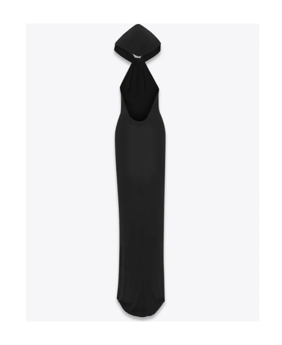 Saint Laurent Open-Back Hooded Long Dress