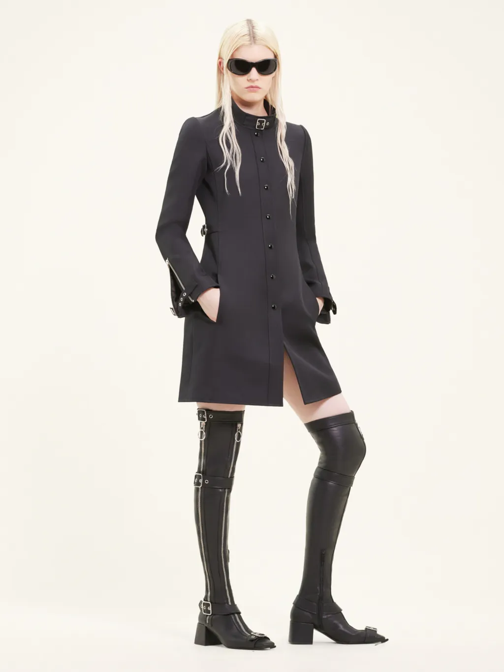 Buckle-Strap Twill Coat