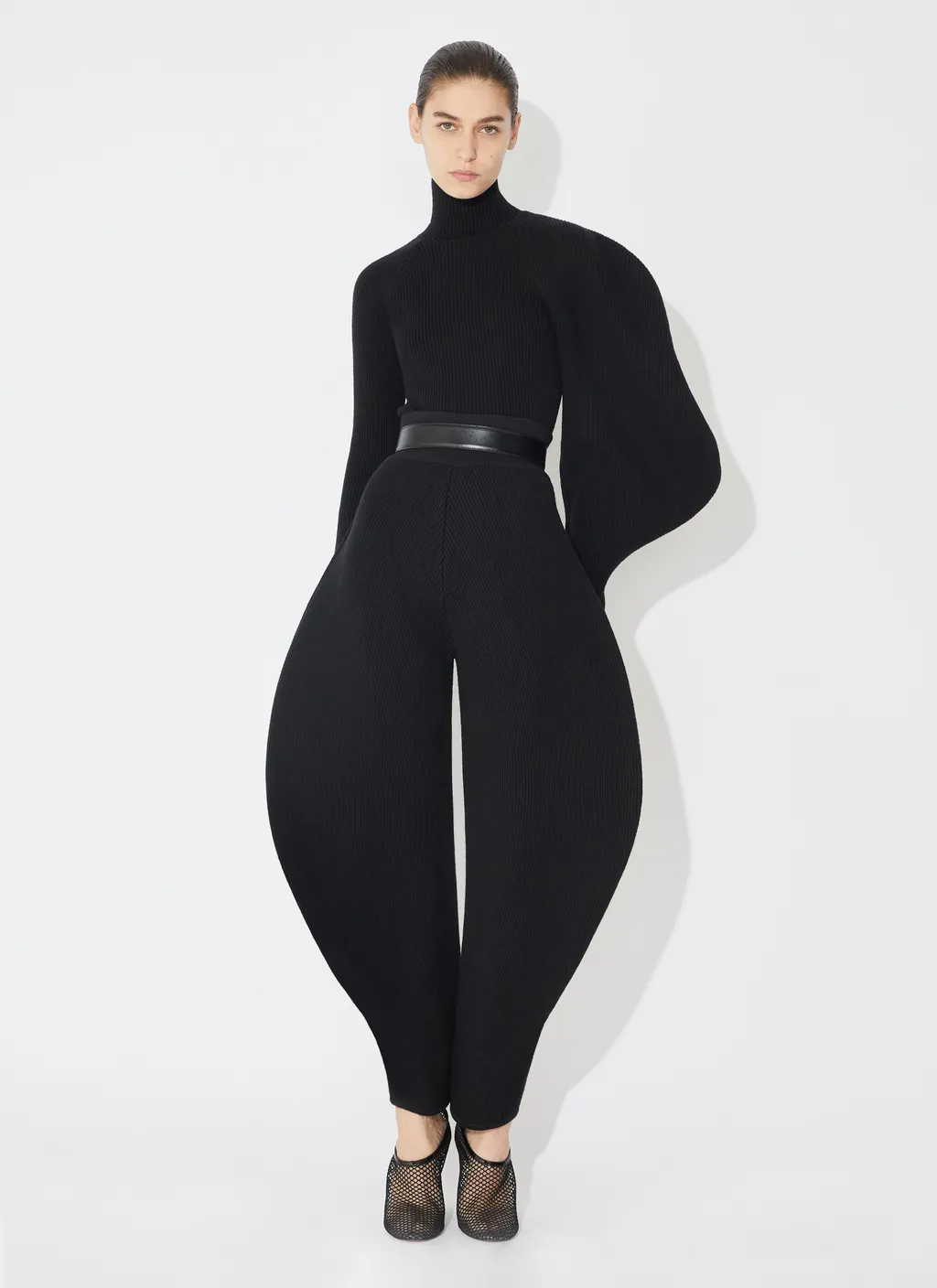 Circular Rib Knitted Casual Pants