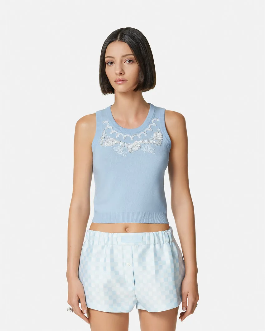 Bead-Embellished Knitted Top