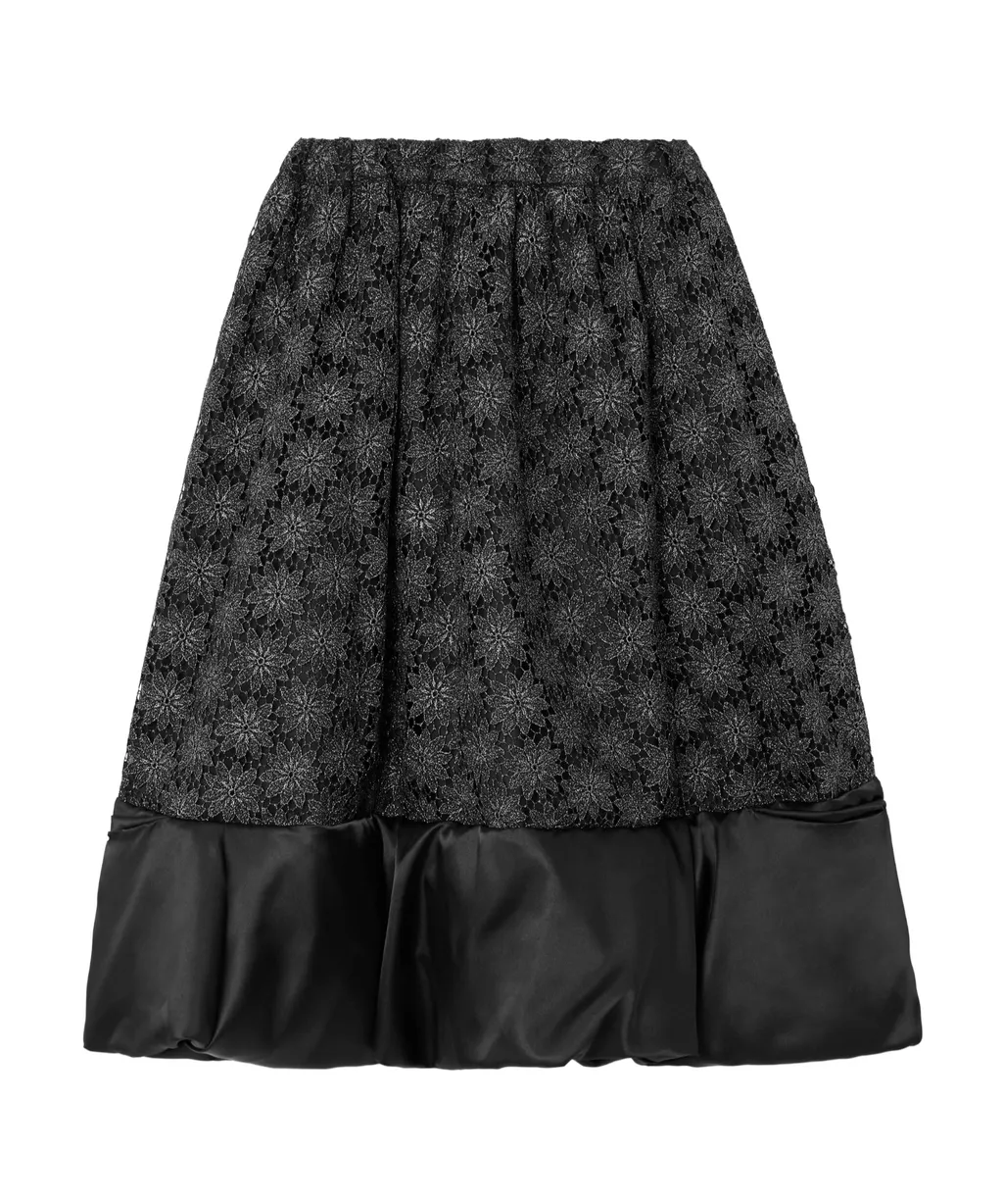 Satin Trimmed Metal Lace Skirt