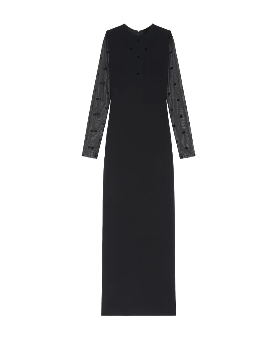 Dress In Sable Stretch And 4G Tulle