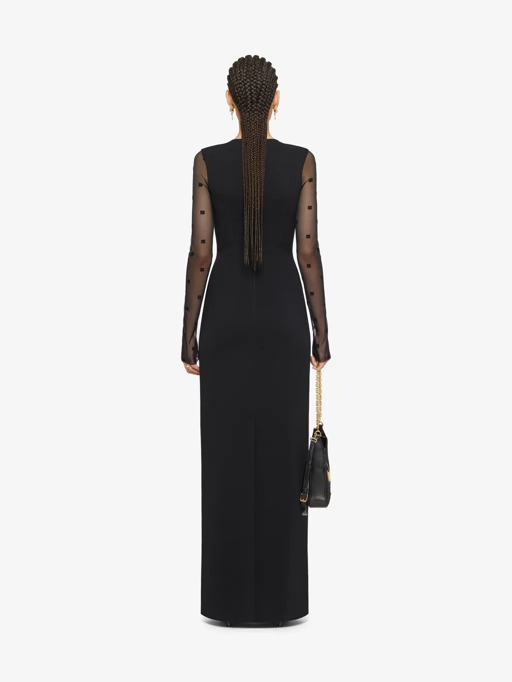 Dress In Sable Stretch And 4G Tulle