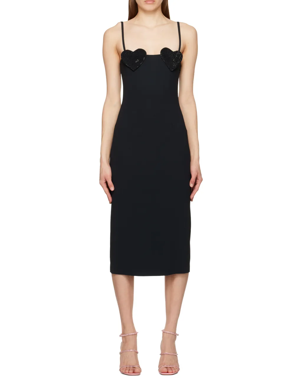 Blumarine Heart Rhinestone Embellished Slip Dress