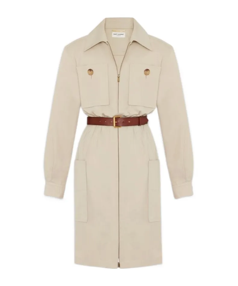 Saint Laurent Saharienne Belted Dress