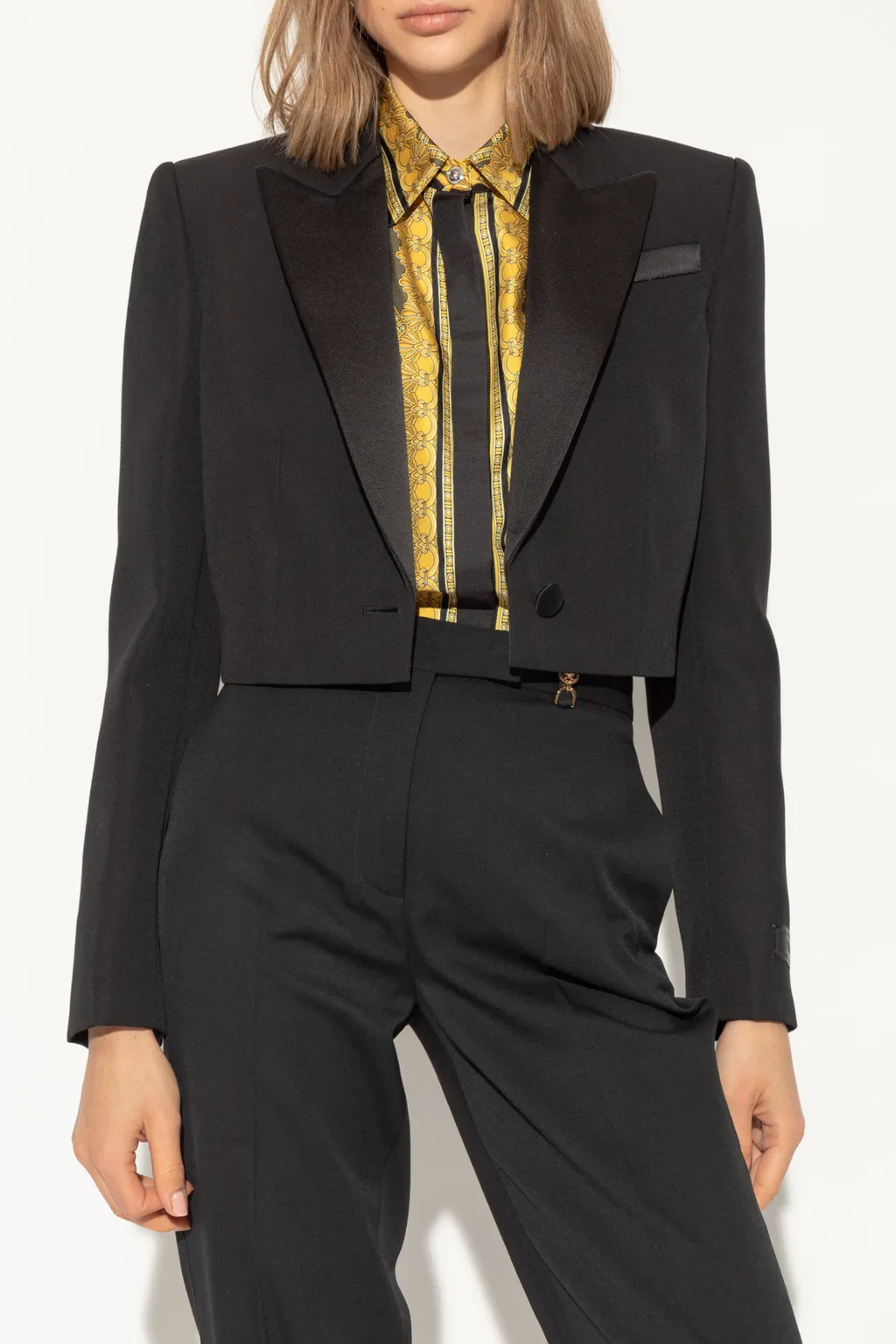 Versace Single-Breasted Cropped Blazer