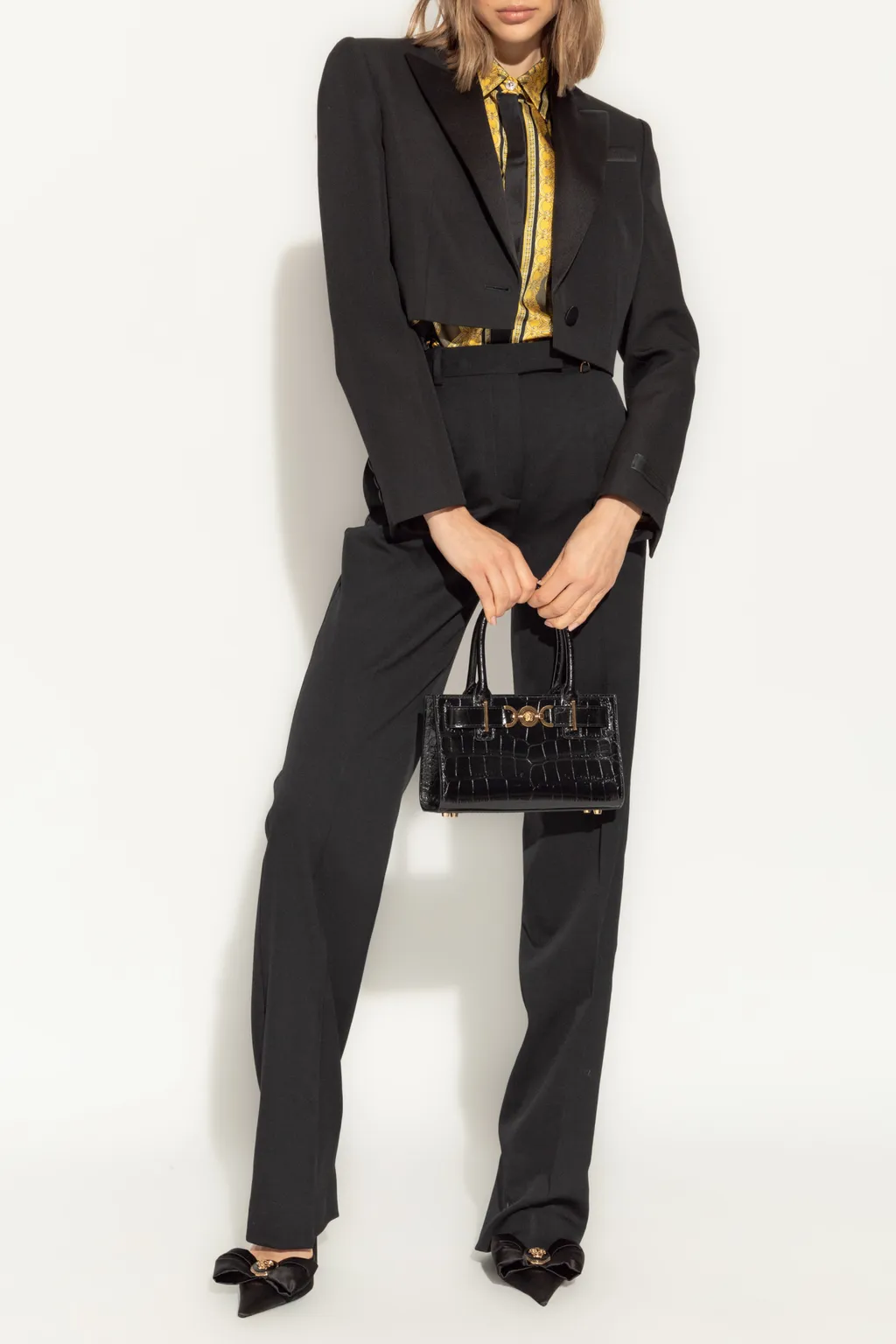 Versace Single-Breasted Cropped Blazer