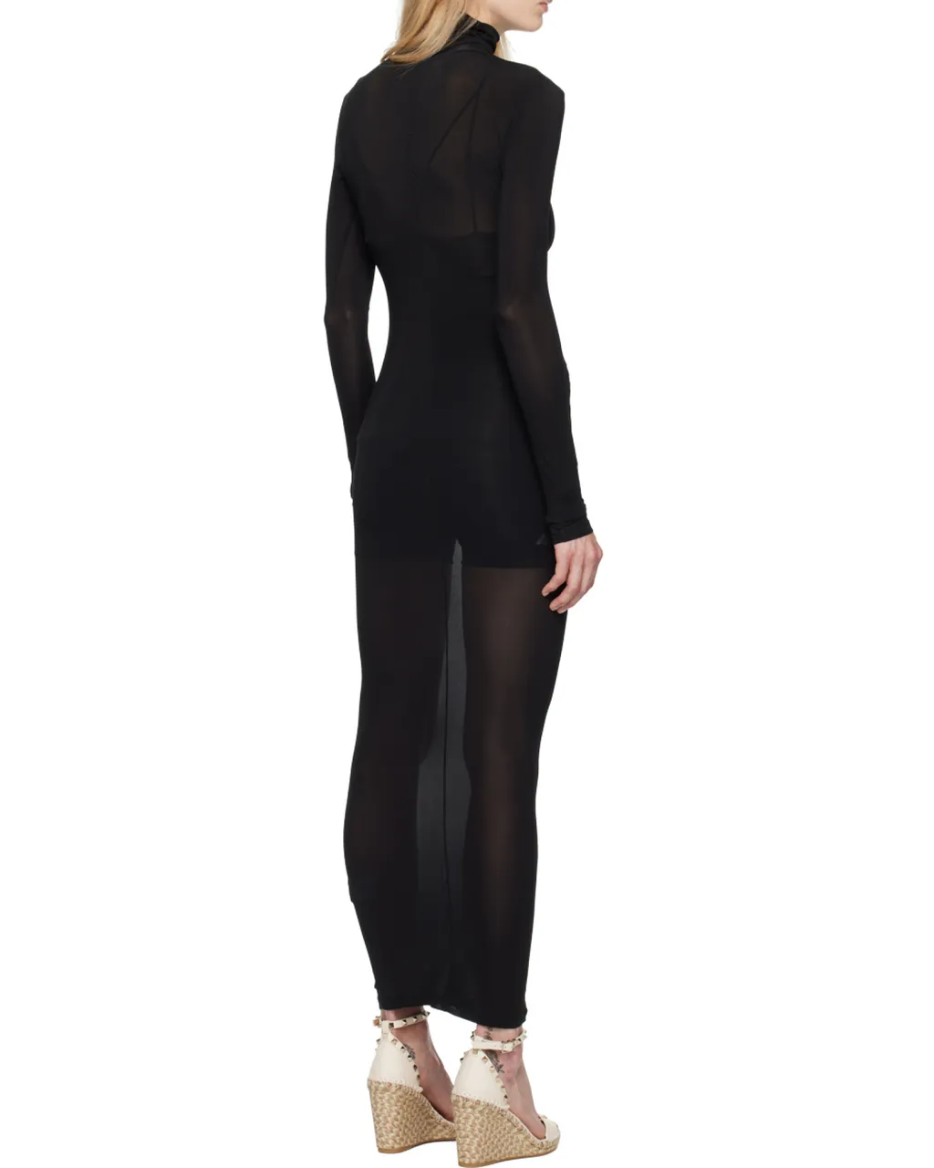 Isabel Marant Semi-Sheer High-Neck Long-Sleeved Dress