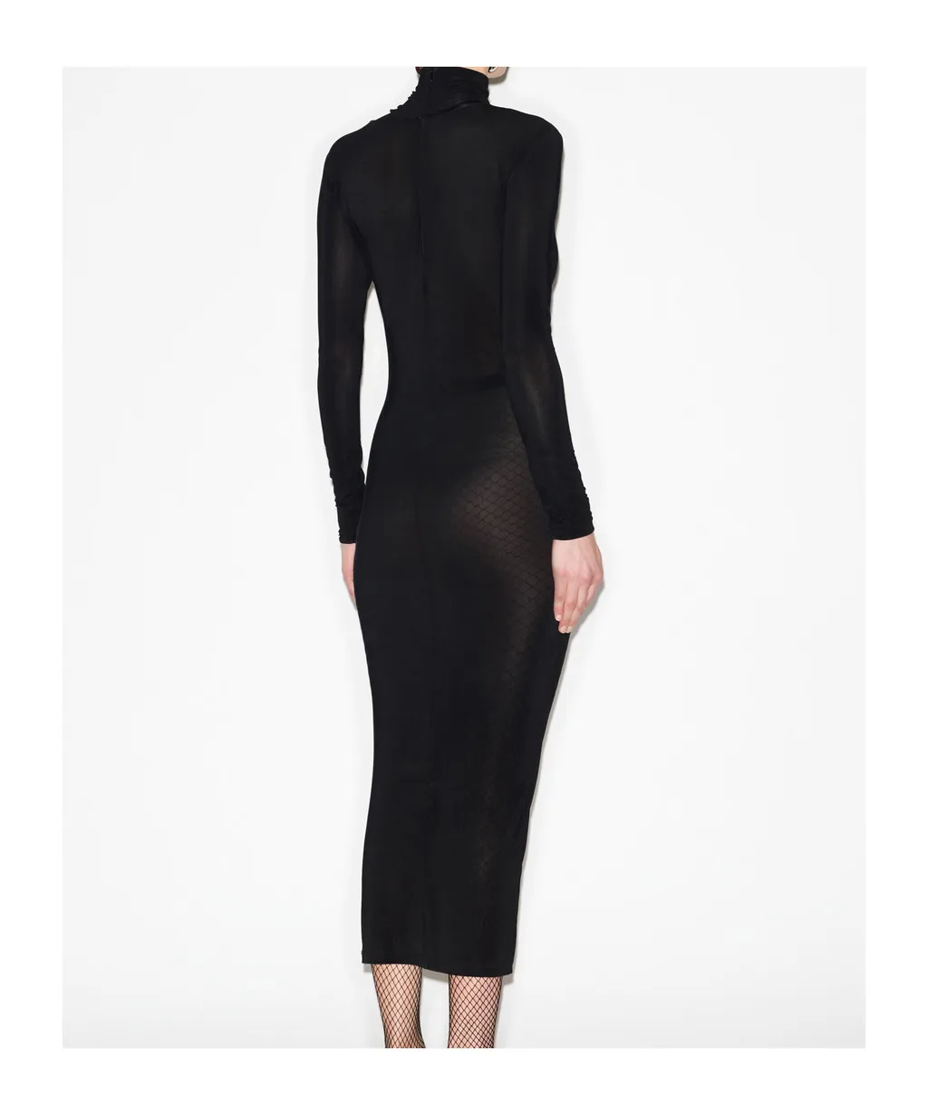 Isabel Marant Semi-Sheer High-Neck Long-Sleeved Dress