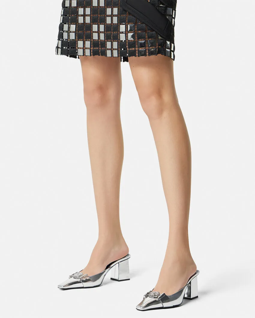 Medusa Metallic-Effect Leather Mules