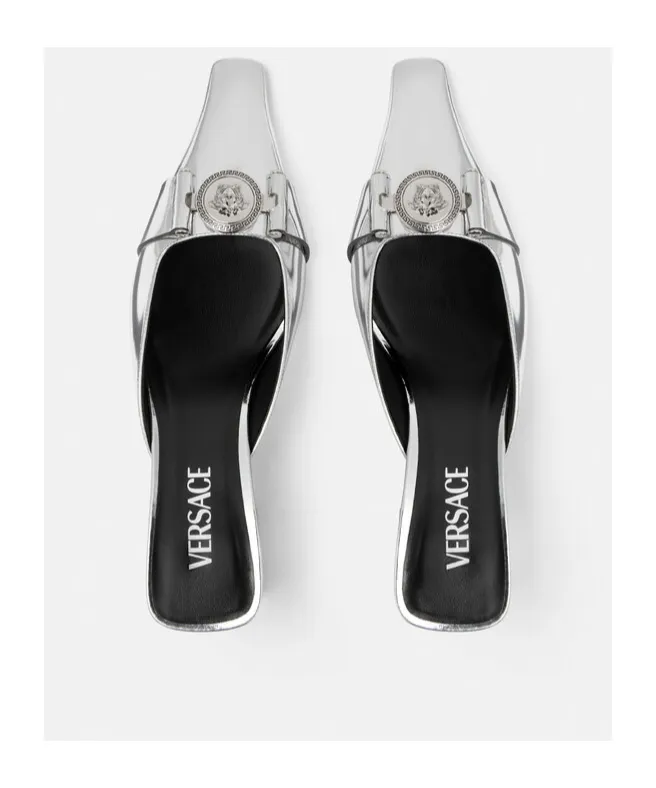 Medusa Metallic-Effect Leather Mules