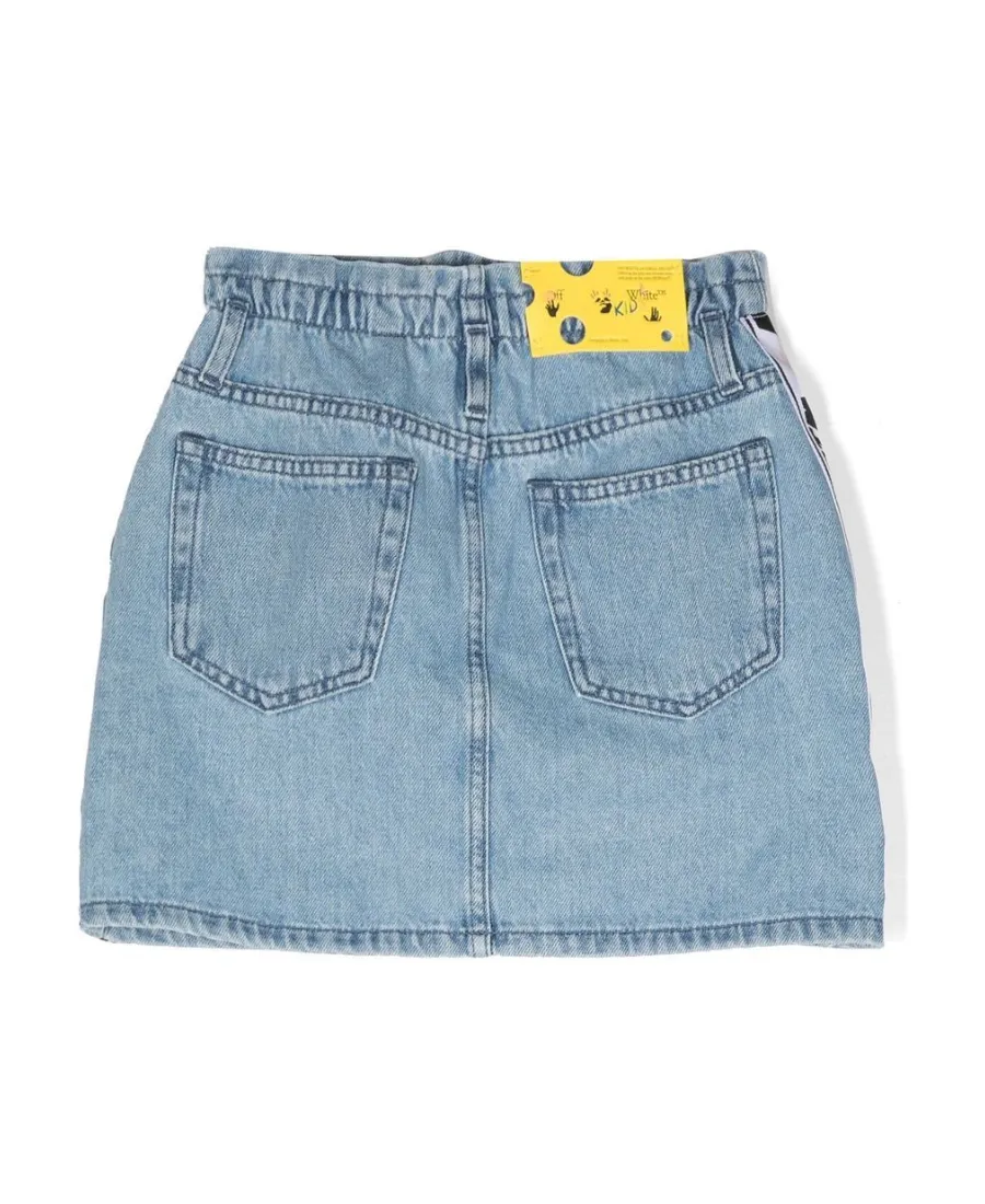 Logo-Stripe Denim Skirt