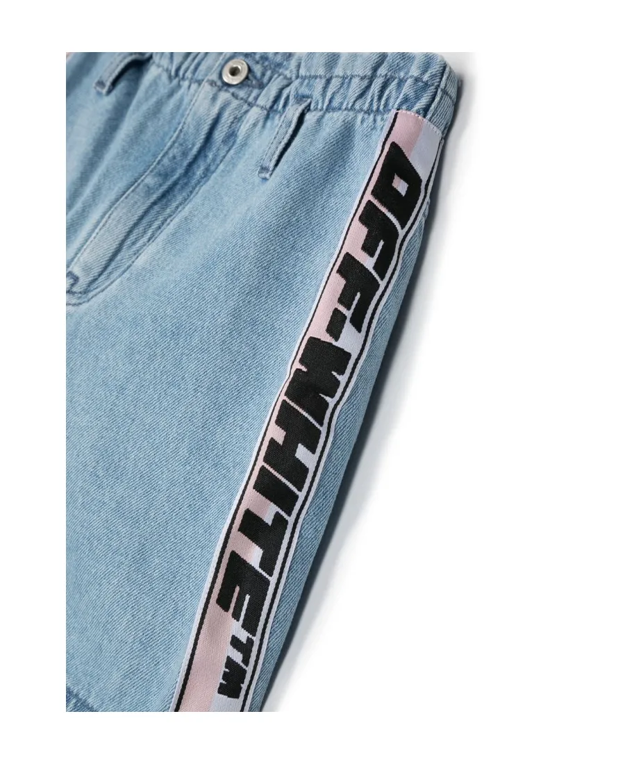 Logo-Stripe Denim Skirt