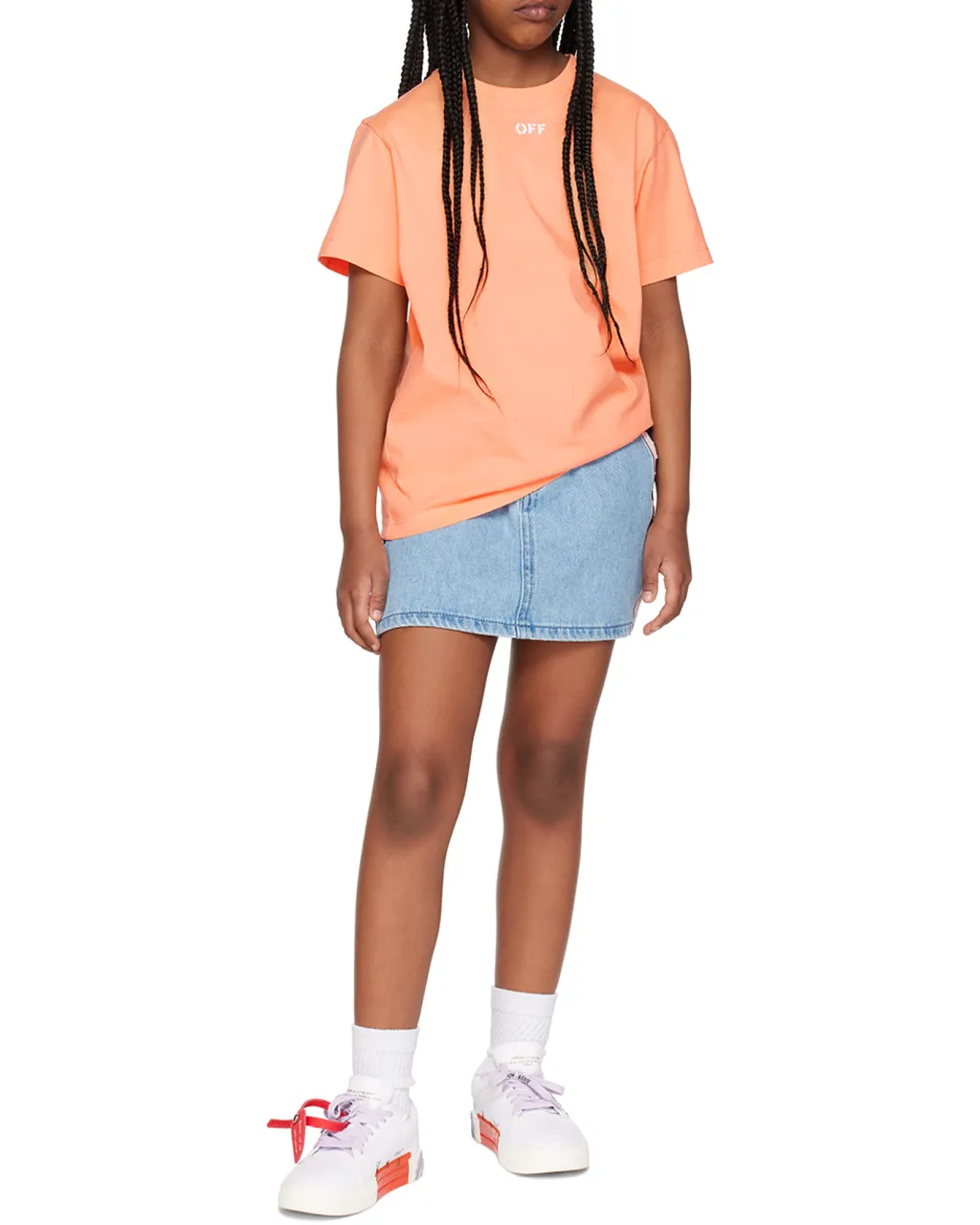 Logo-Stripe Denim Skirt