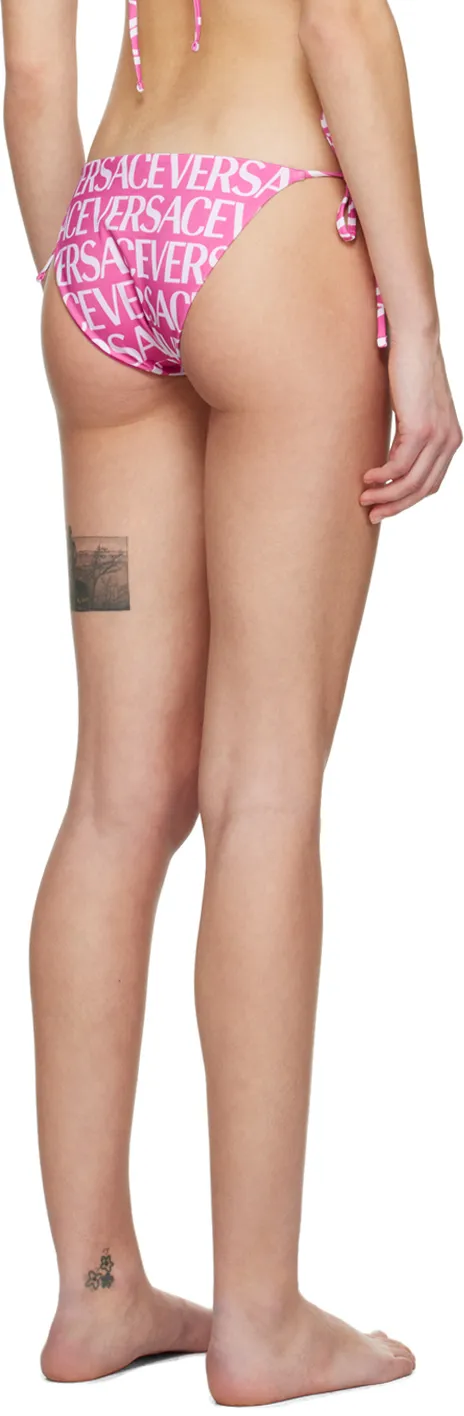 Logo-Print Tie-Fastening Bikini Bottoms