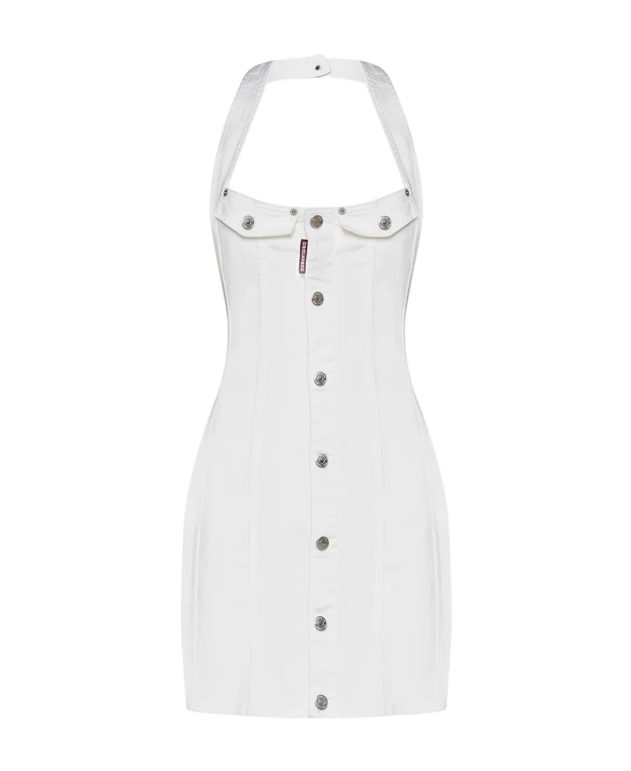 Dsquared2 Simona Halterneck Denim Mini Dress