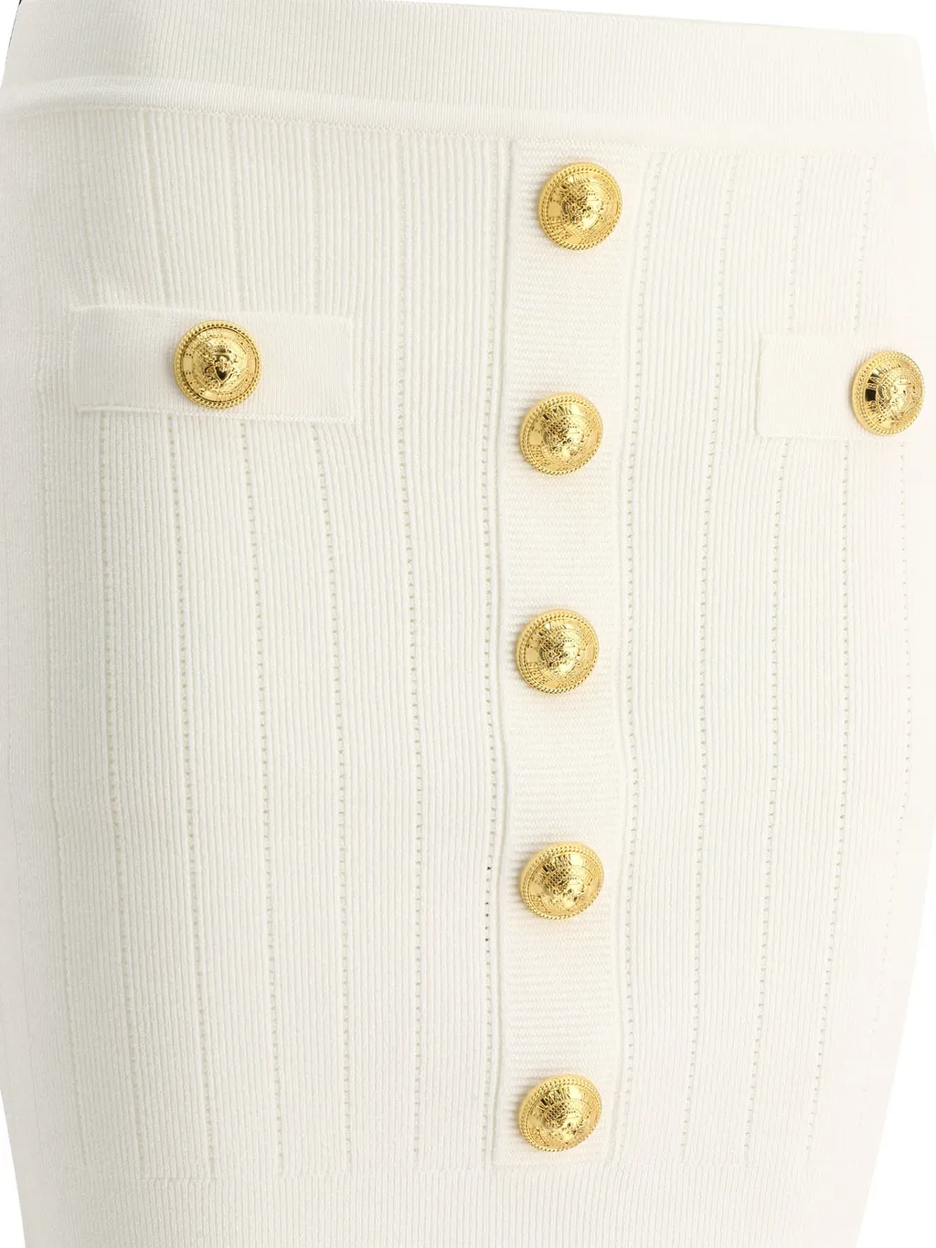 Balmain Button Embellished Knitted Mini Skirt
