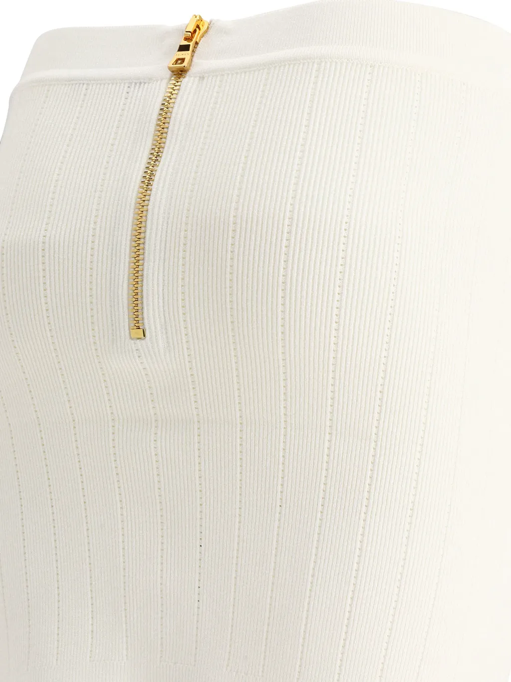 Balmain Button Embellished Knitted Mini Skirt