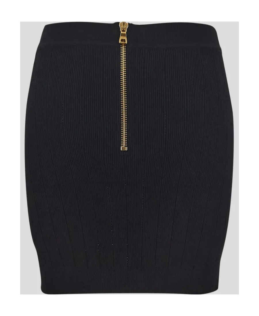 Balmain Button Embellished Knitted Mini Skirt