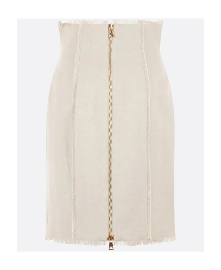 Balmain High-Waist Button-Detailed Midi Skirt