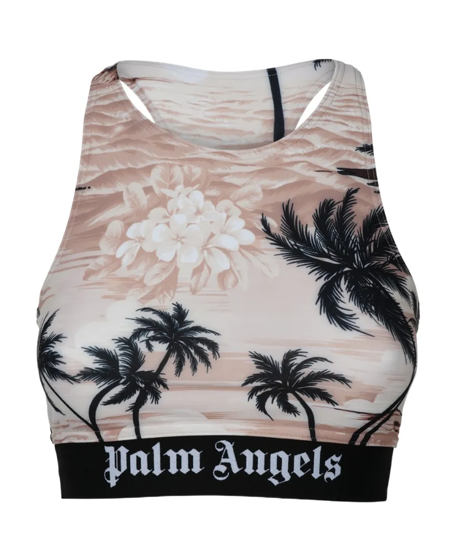 Palm Angels Palm Tree Printed Crop Tank Top