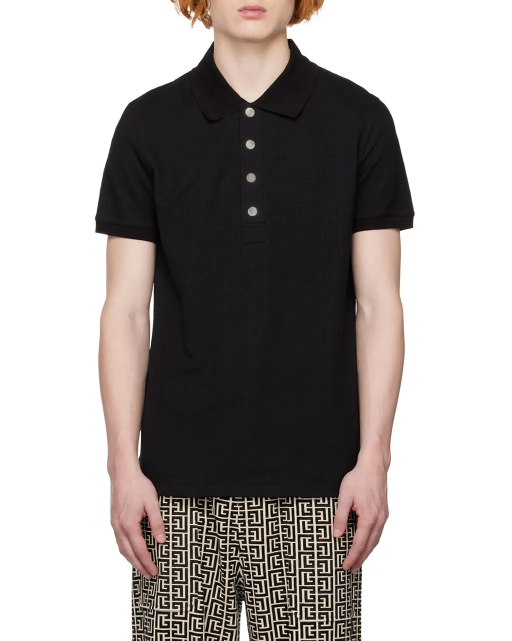 Embossed-Buttons Polo Shirt