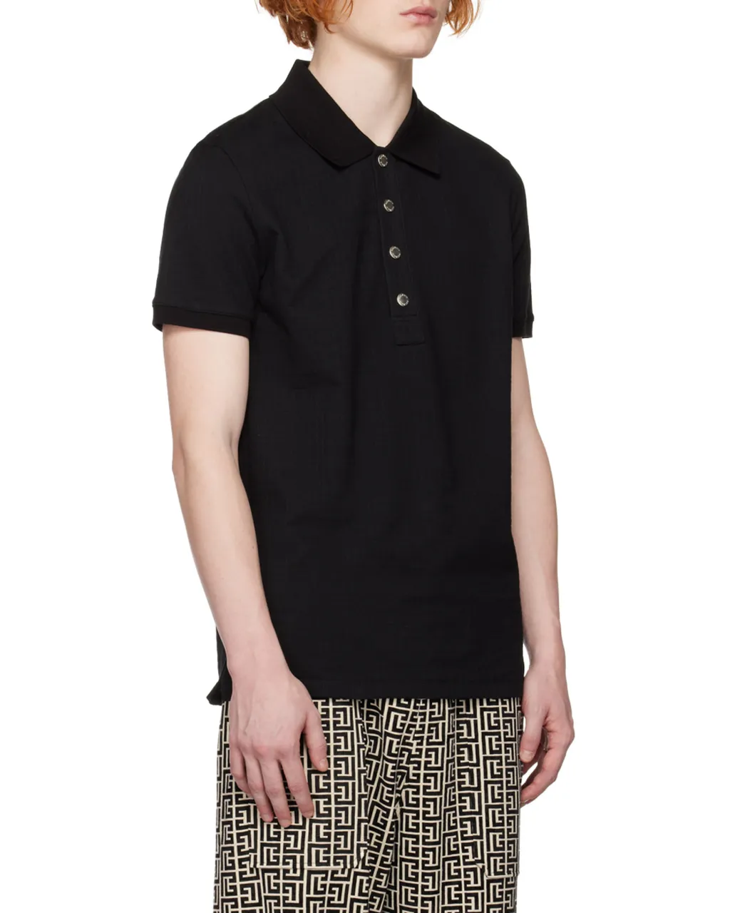 Embossed-Buttons Polo Shirt