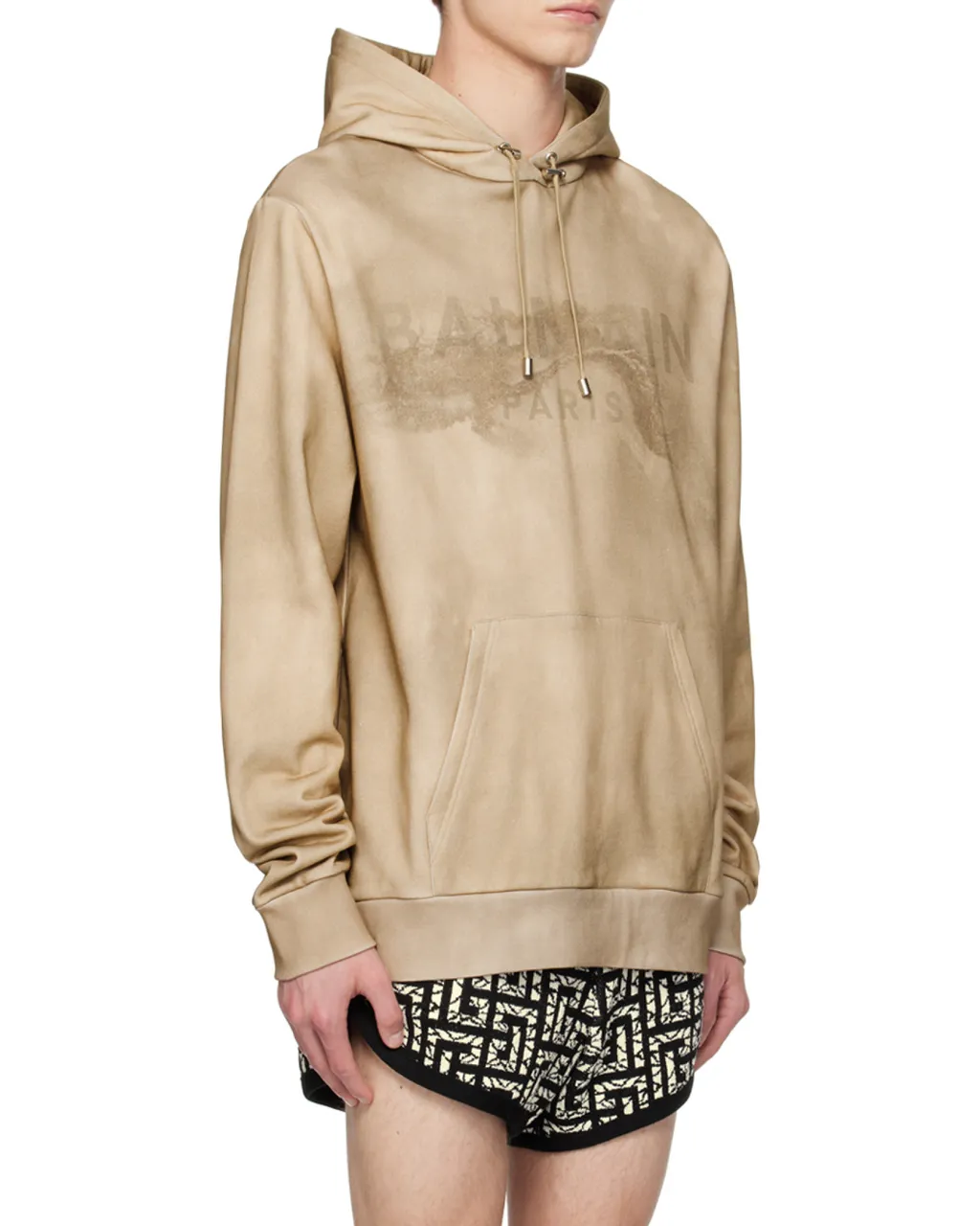 Balmain Desert Logo Printed Drawstring Hoodie