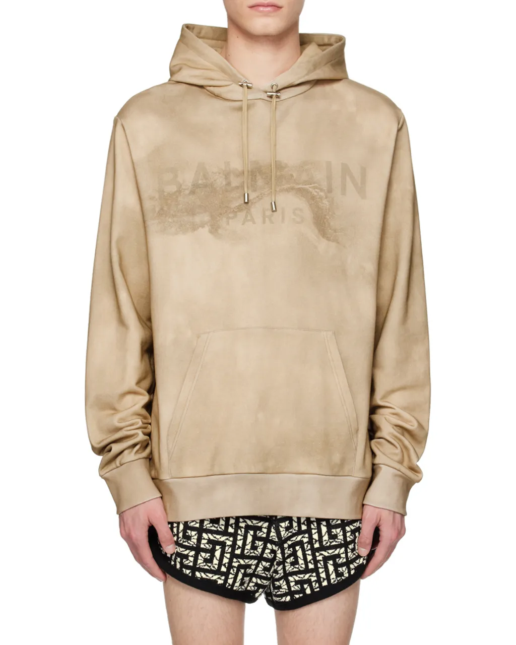 Balmain Desert Logo Printed Drawstring Hoodie