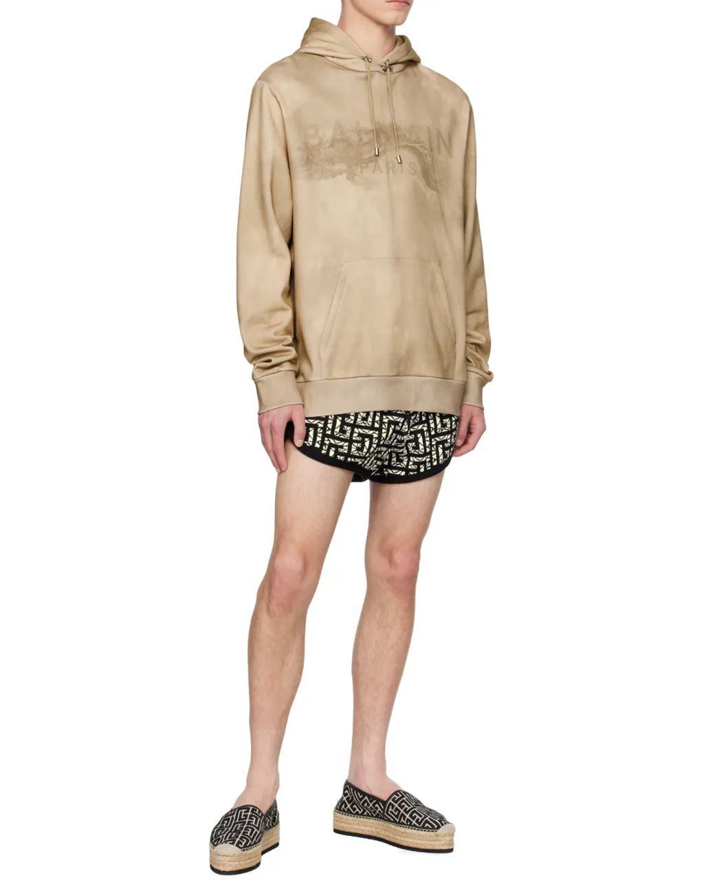 Balmain Desert Logo Printed Drawstring Hoodie