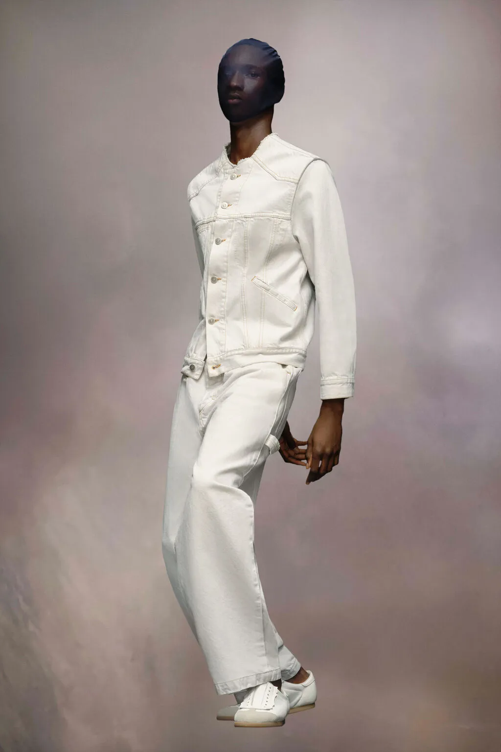 Maison Margiela Collarless Buttoned Denim Jacket