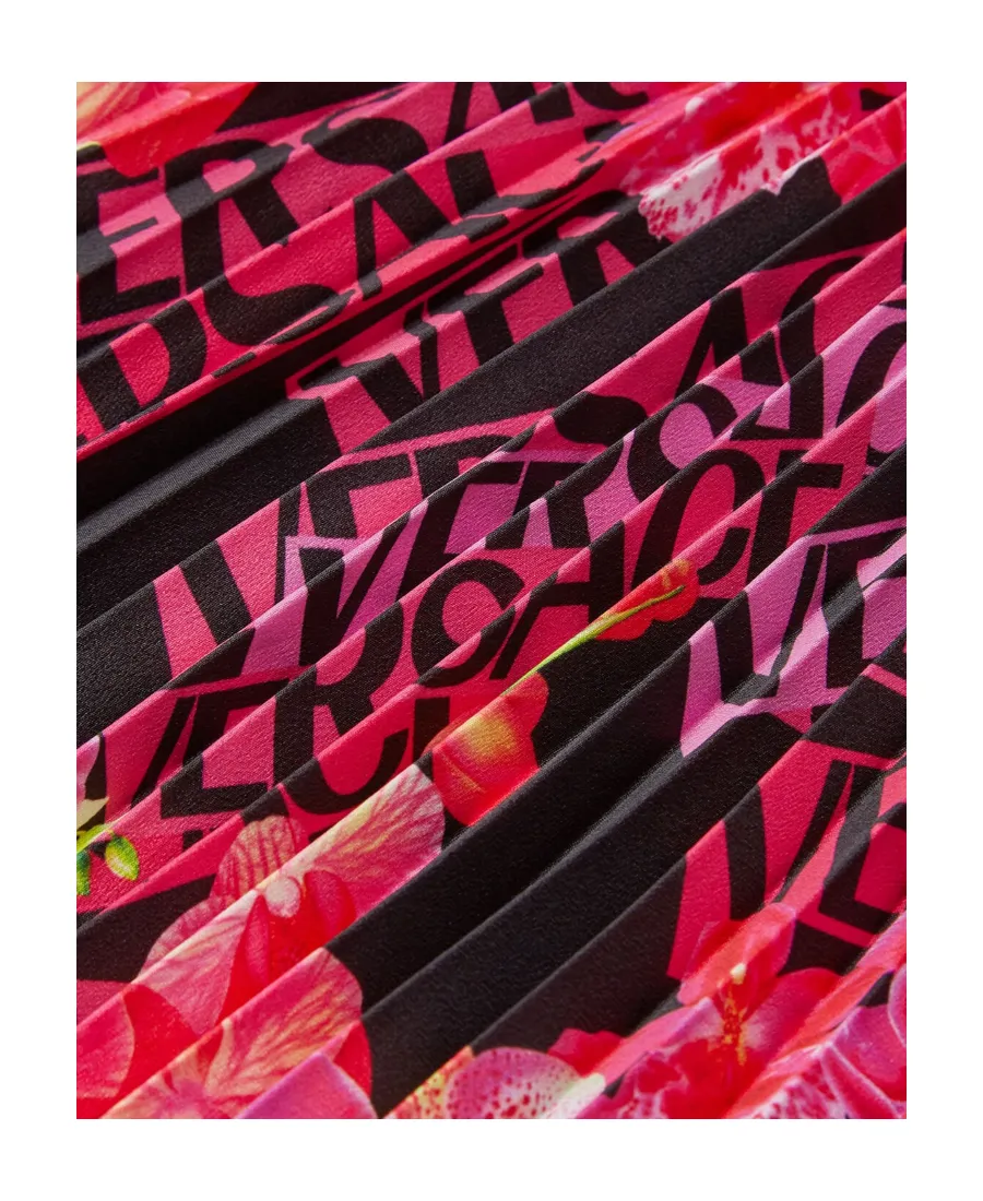 Versace Floral Printed Asymmetric Pleated Skirt
