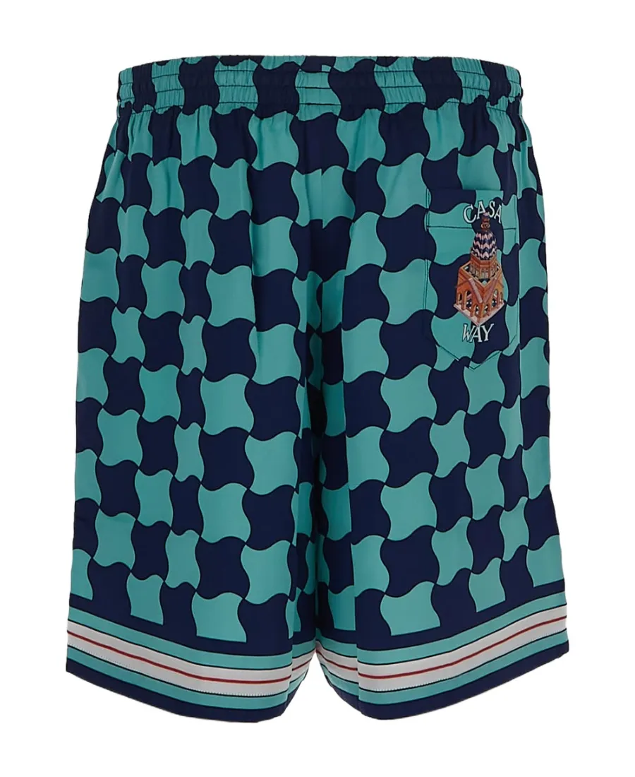 Casablanca Pool Tile-Print Drawstring Shorts