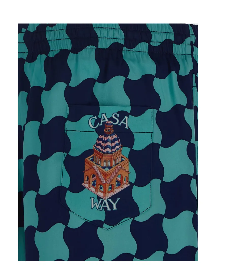 Casablanca Pool Tile-Print Drawstring Shorts